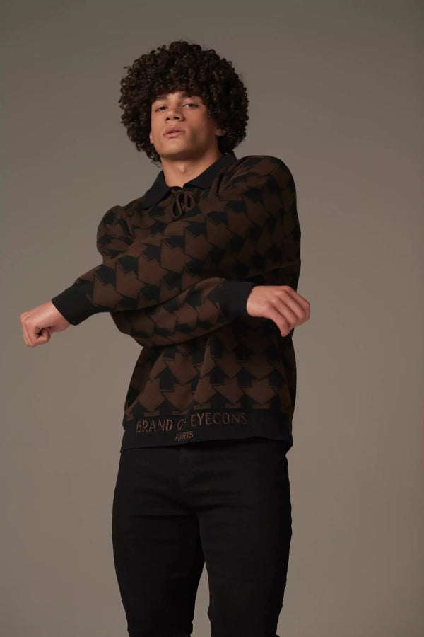 Le All the Way Up Knitted Polo (Black/Brown) - Brand of Eyecons