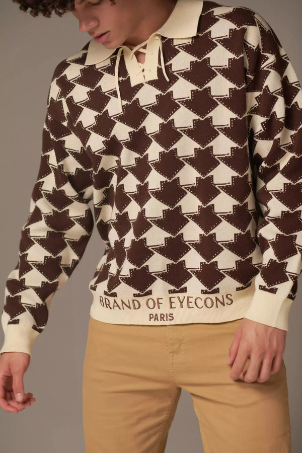 Le All the Way Up Knitted Polo (Cream/Brown) - Brand of Eyecons