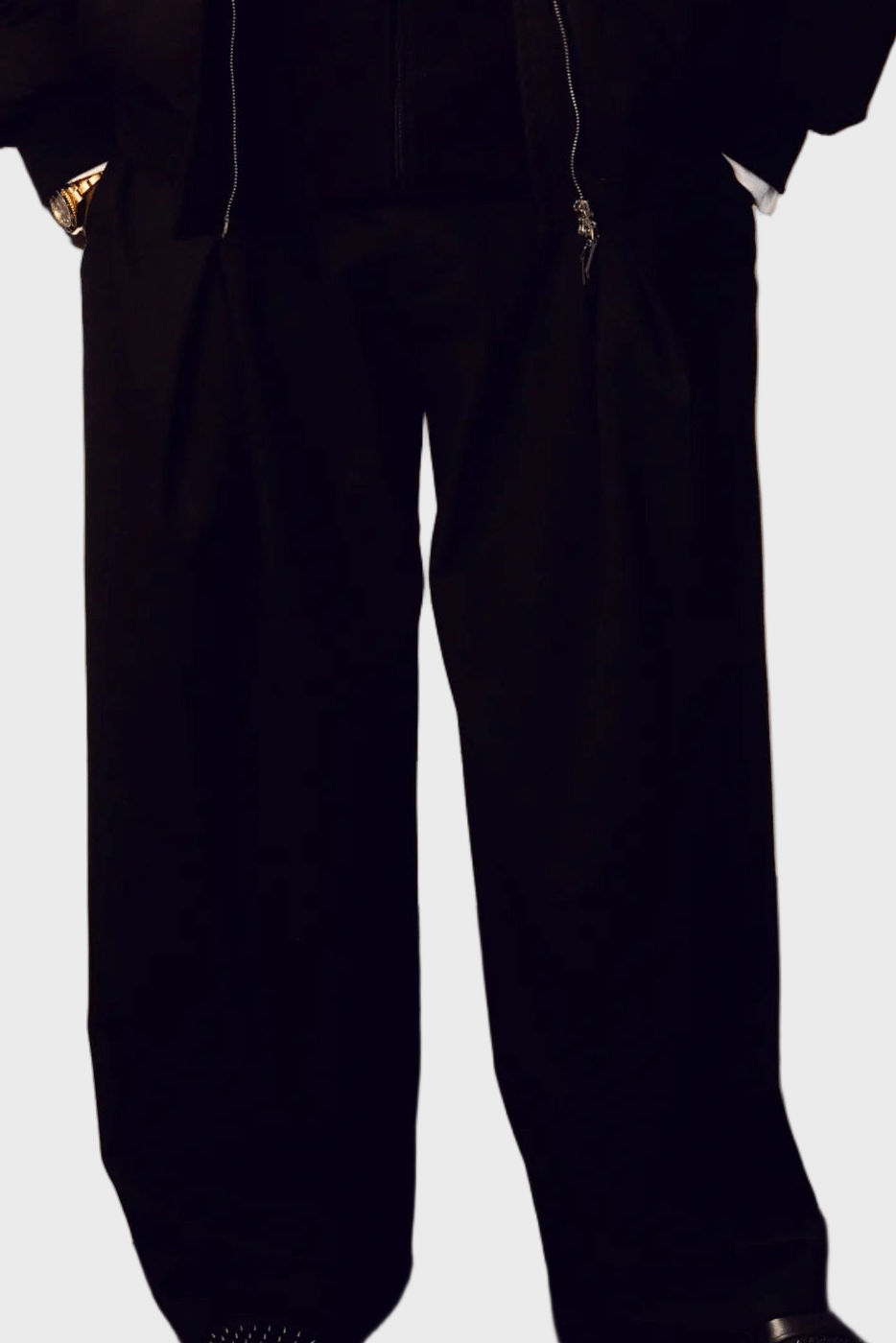 Le Pantalon Nocturne — Noir Pleated Wide - Leg Trouser (Metal Clasp Edition) - Brand of Eyecons