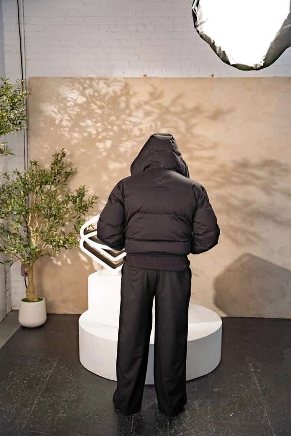 Le Pantalon Nocturne — Noir Pleated Wide - Leg Trouser (Metal Clasp Edition) - Brand of Eyecons