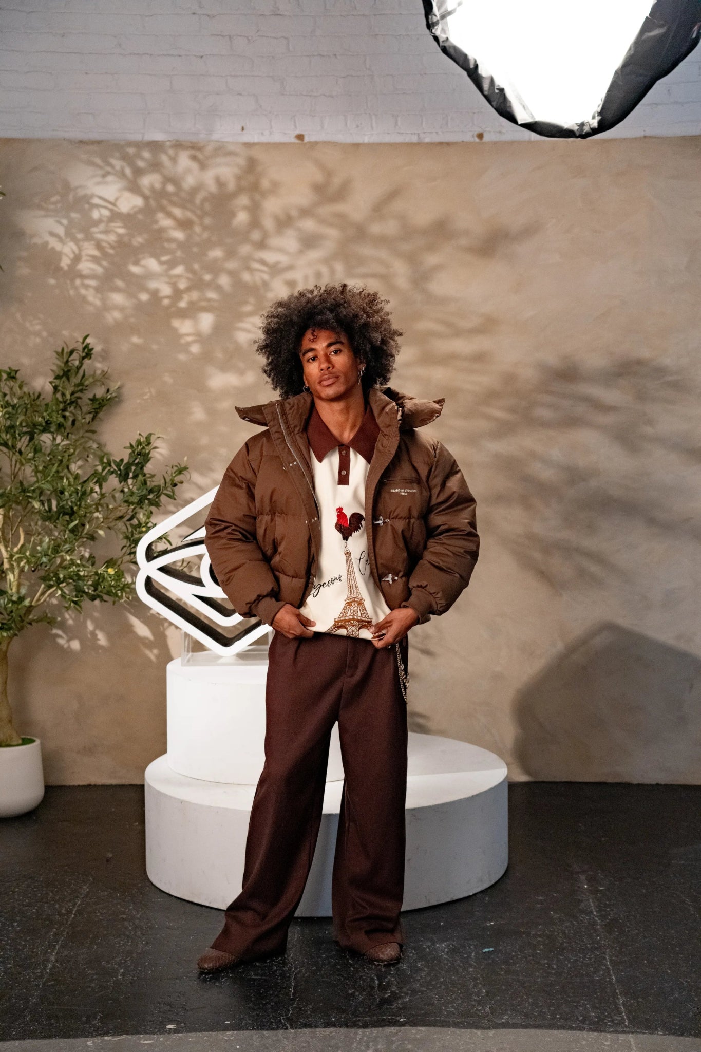 Le Pantalon Sablé — Chocolate Pleated Wide - Leg Trouser (Metal Clasp Edition) - Brand of Eyecons