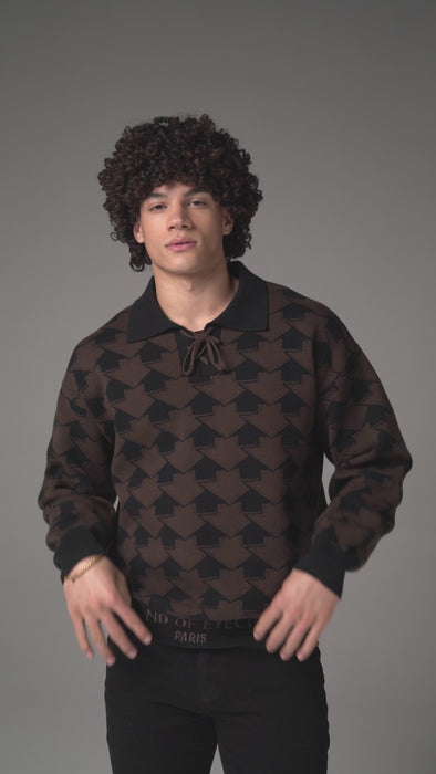 Le All the Way Up Knitted Polo (Black/Brown)