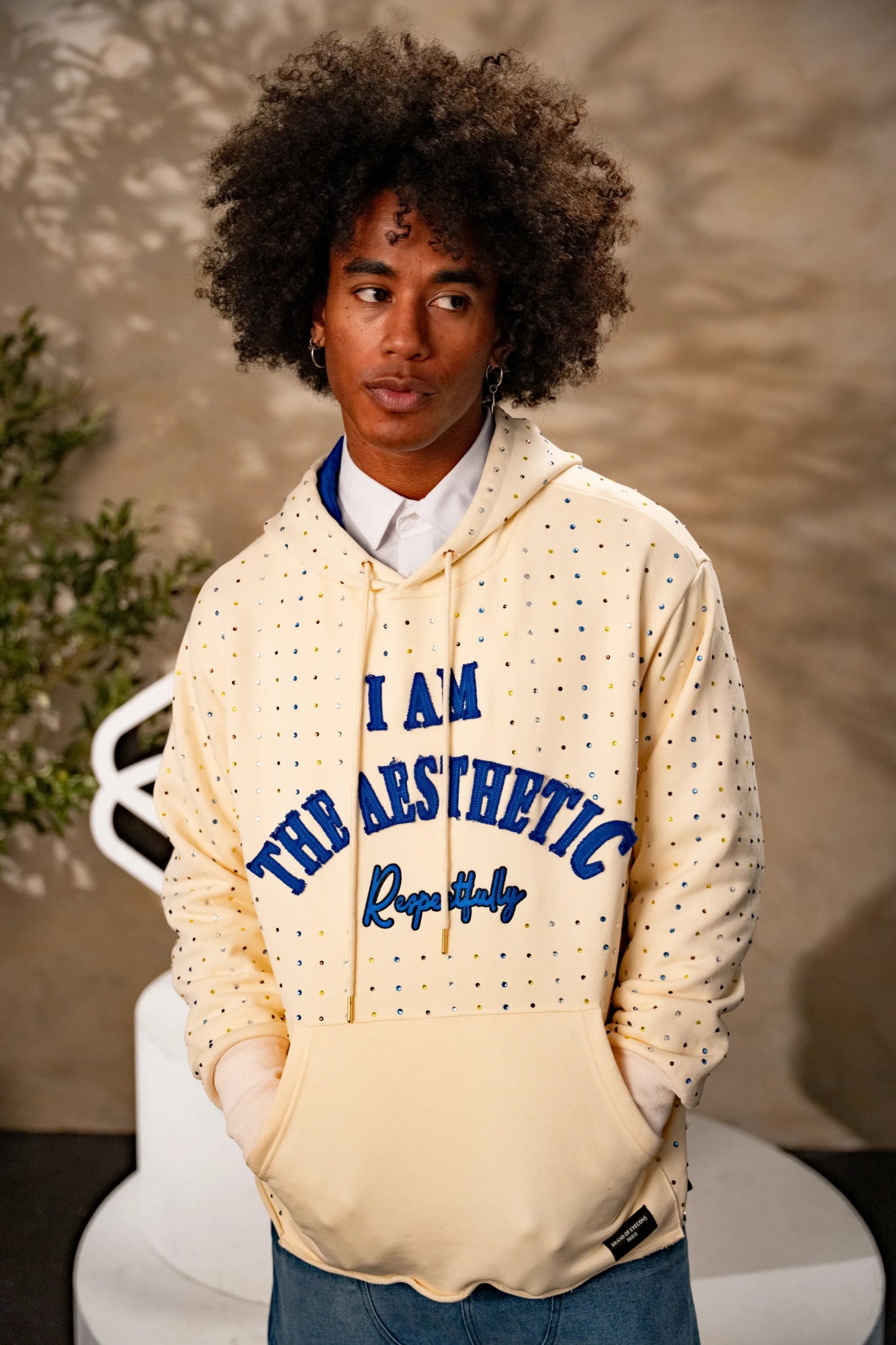 The Cream Aesthetic Hoodie — Rhinestone Edition - Brand of Eyecons