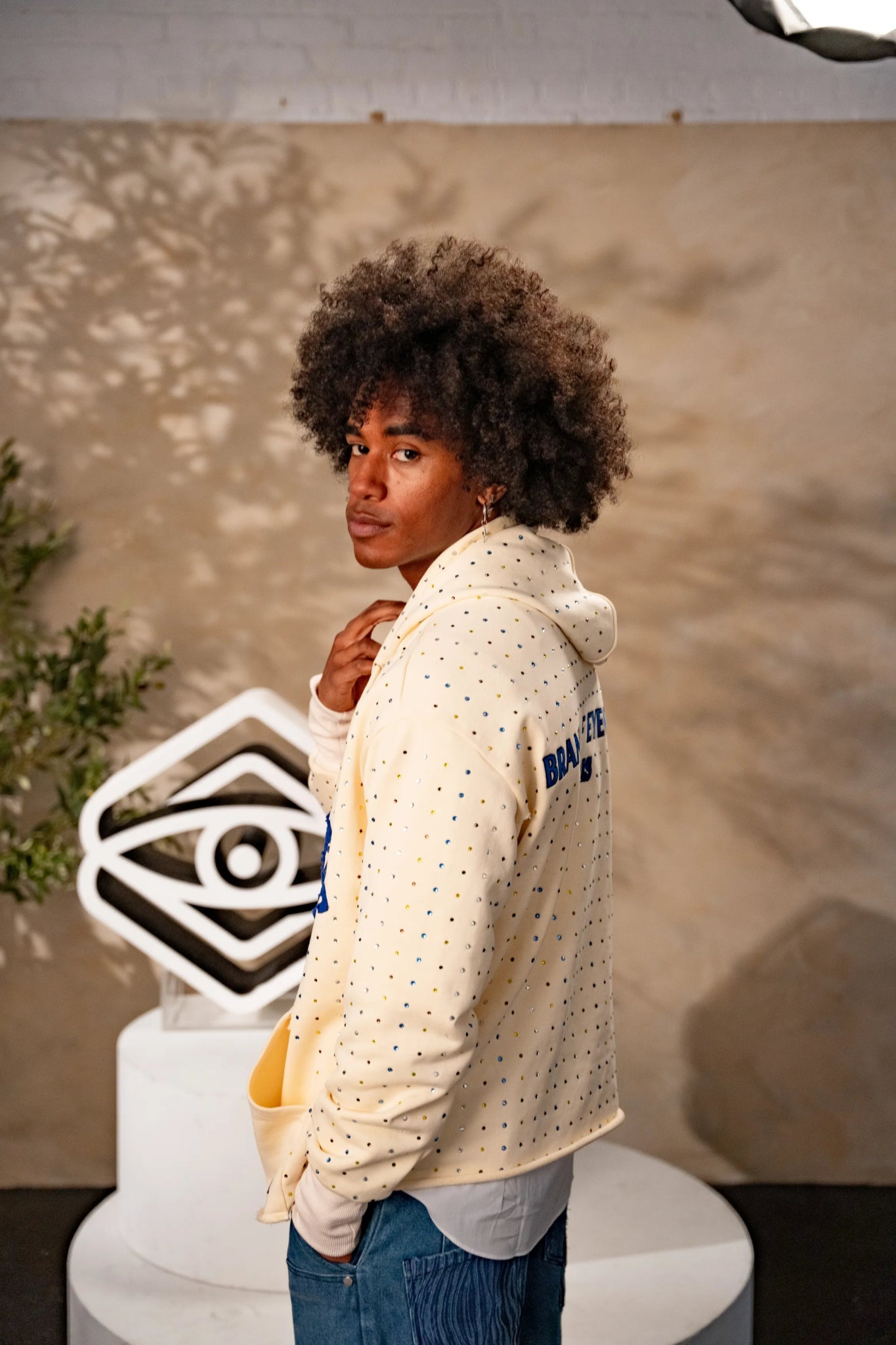 The Cream Aesthetic Hoodie — Rhinestone Edition - Brand of Eyecons