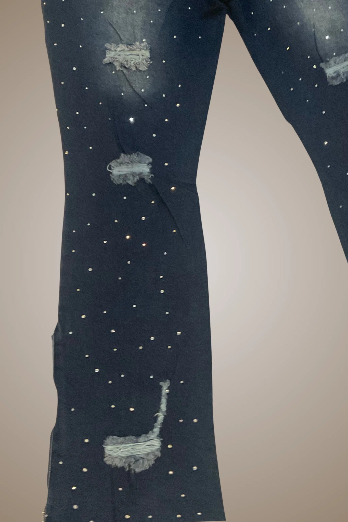 The Nocturne Flared Zipper Jean – Indigo Rhinestone Edition - Brand of Eyecons